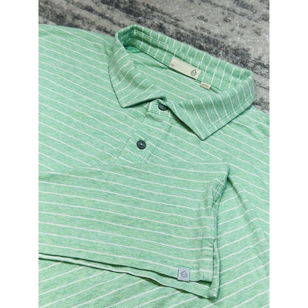Tasc Mens Golf Polo Shirt Performance Size 2XL Striped Green Short Sleeve Soft
